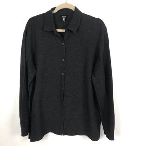 Eileen Fisher M  Textured Rayon wool Blend shirt